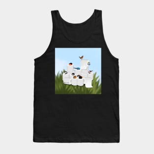 Birds in Toilet Paper Bird Painting Tank Top